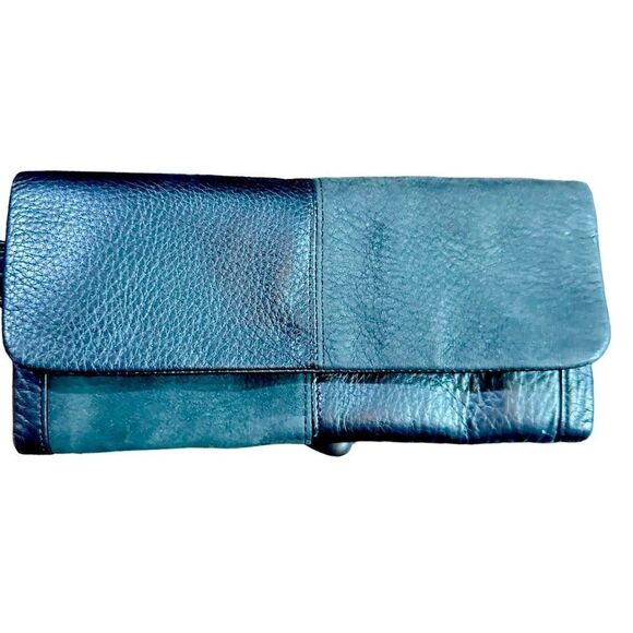 HOBO INTERNATIONAL Black Wristlet Long Wallet Leather 2 Ways To Wear - Picture 1 of 8